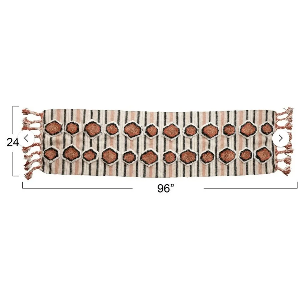 2 Creative Co-Op Cotton Tufted Kilim Floor Runner w/Braided Tassels - 2' x 8' ea